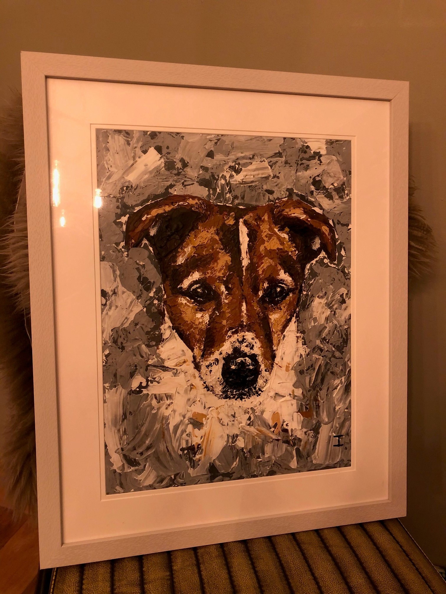 Palette knife painting art portrait of a jack russell
